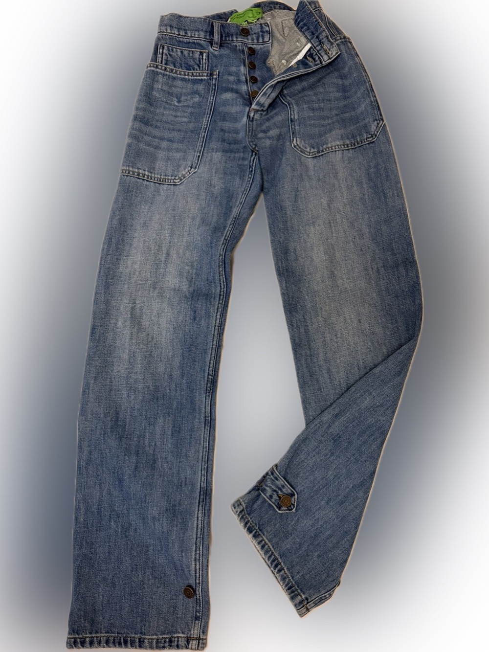SANDRINE ROSE “the virgin label”
Button fly, lightweight denim, straight legs